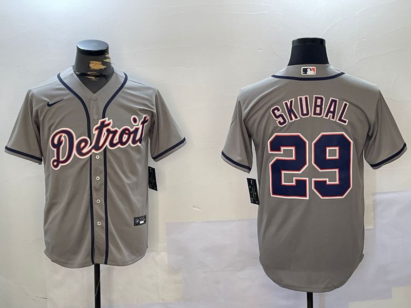 Men Detroit Tigers #29 Skubal Grey Game 2024 Nike MLB Jersey style 1